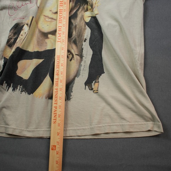 Vintage Celine Dion Let's Talk About World Tour T Shirt Beige Mens L Tan USA - Picture 5 of 11